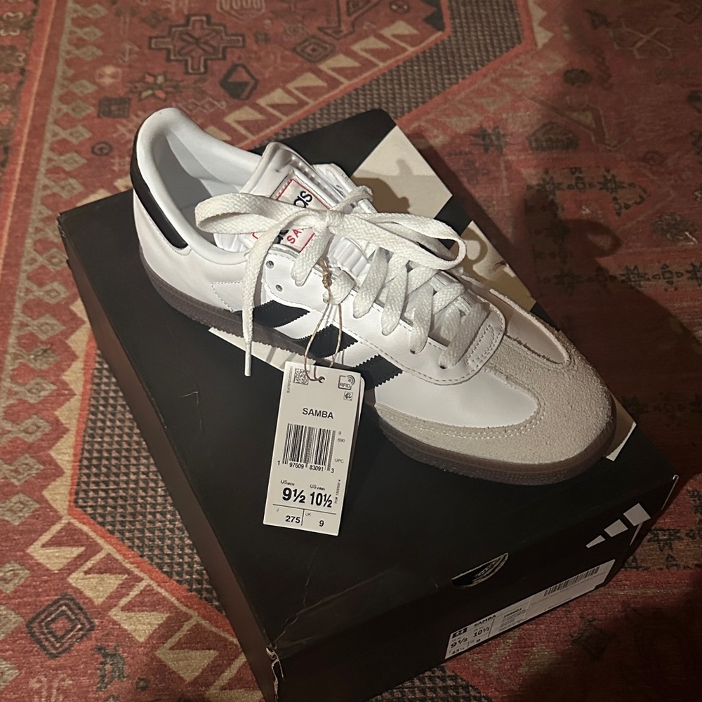 Adidas Samba White and Black Trainers